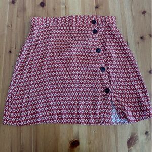 H&M Red Geometric A-Line Skirt